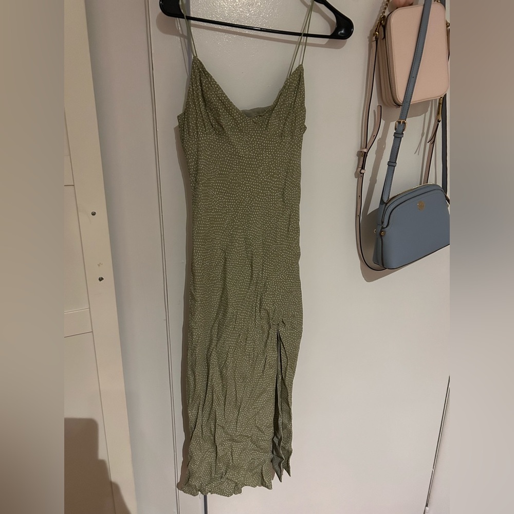 Princess Polly Green and White Polka Dot Midi Dress